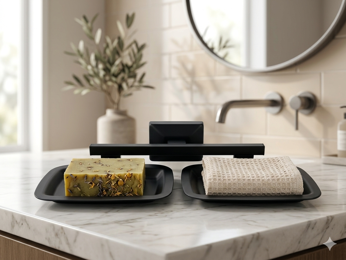 Luxury Wall-Mounted Double Soap Dish with Drainage